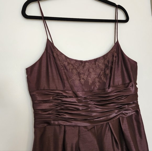 Jones Wear Dresses & Skirts - Vintage 90s Chocolate Brown Formal Embroidered A-Line Dress Y2K Fairy Homecoming